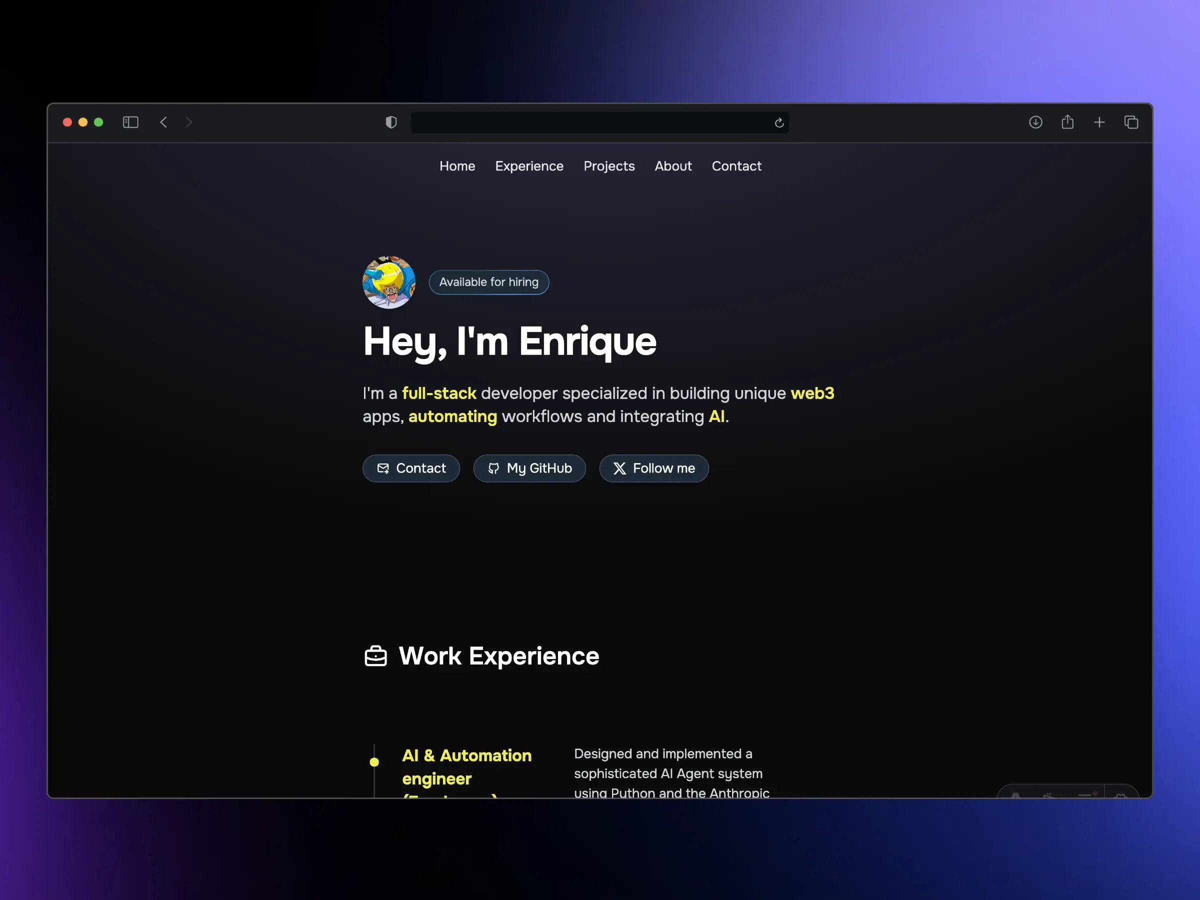 Project Personal Portfolio screenshot